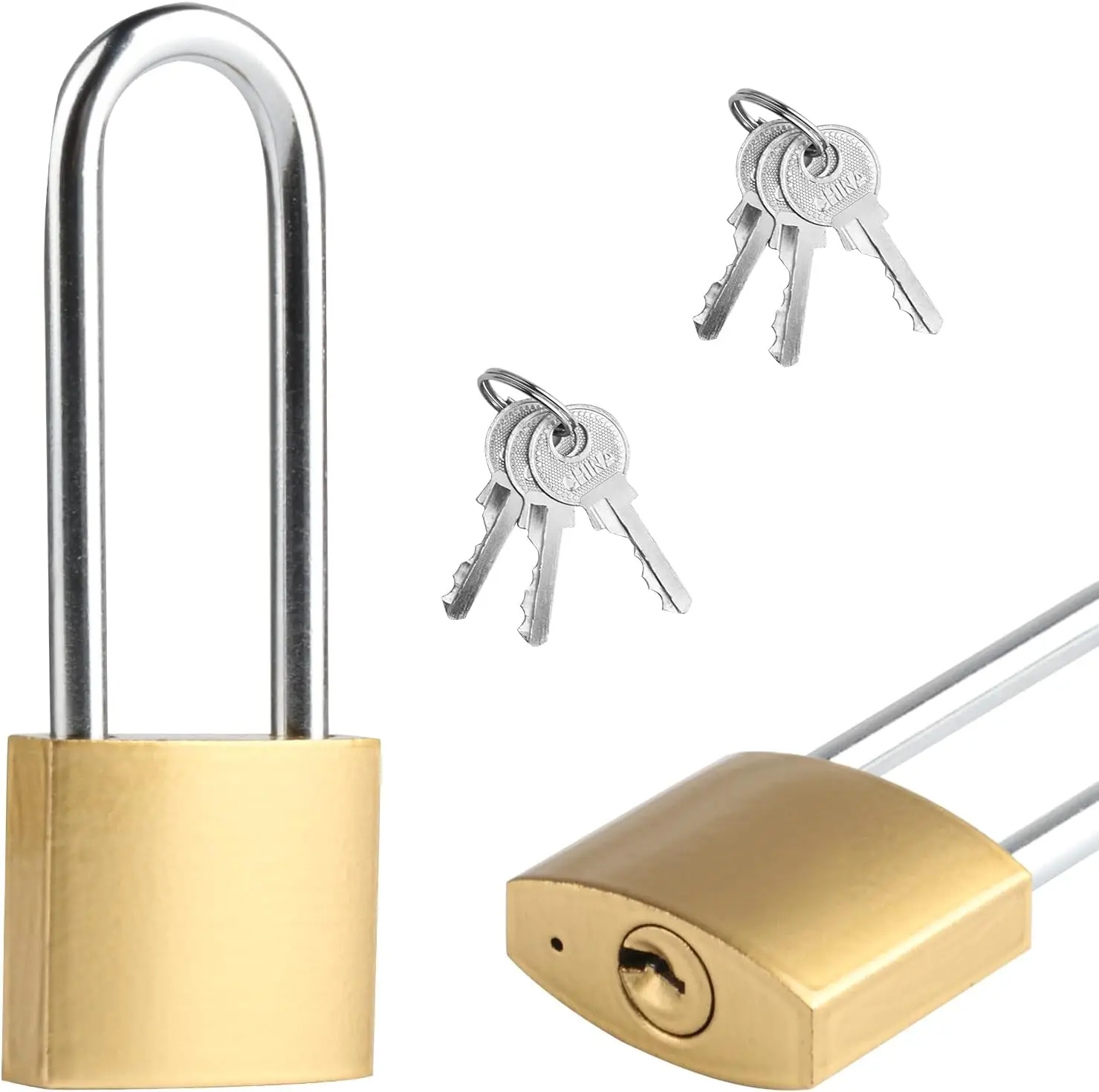 

2 Pack Heavy Duty Padlock with Keys, 4.2 Inch Solid Brass Lock for Gym Locker Storage Toolbox Fence