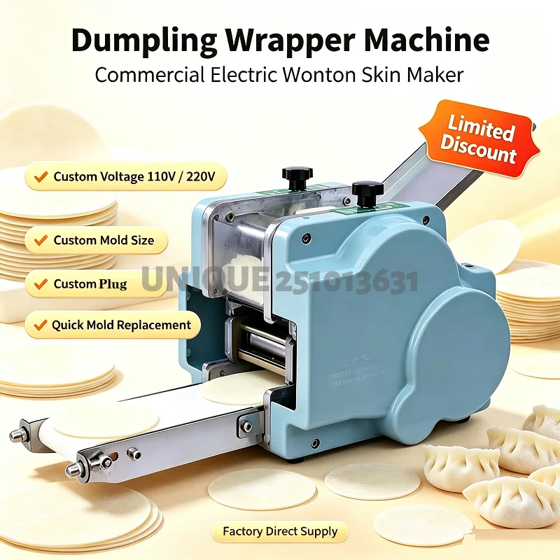 110/220V Electric Automatic Dumpling Wrapper Machine Commercial Wonton Skin Maker Round Dumpling Skin Pasta Making Equipment