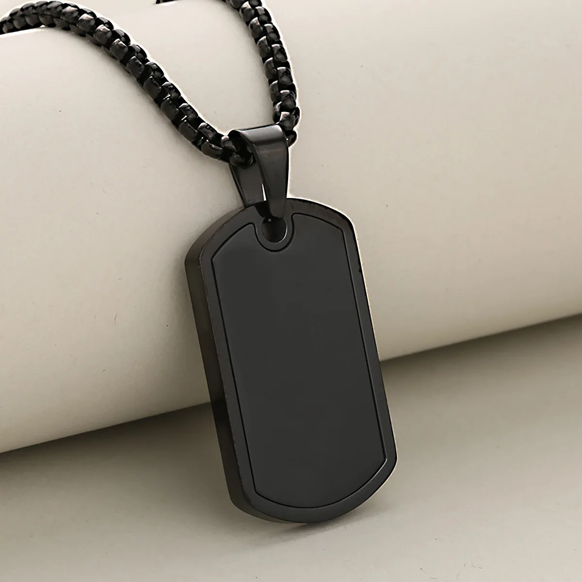 Personalisierte Militär-Hundemarken-Halskette für Männer, Edelstahl Wasserdichter Hip-Hop-Anhänger mit Kastenkette – Detail 5