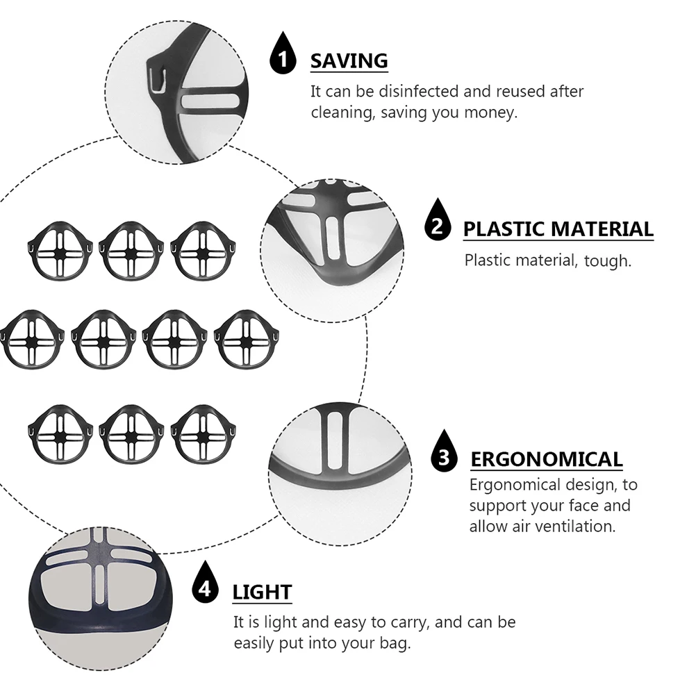 

10 Pcs Mask Inner Bracket Comfortable Breathing Space Reducing Friction Protecting Lining Breathing Smooth Face Support