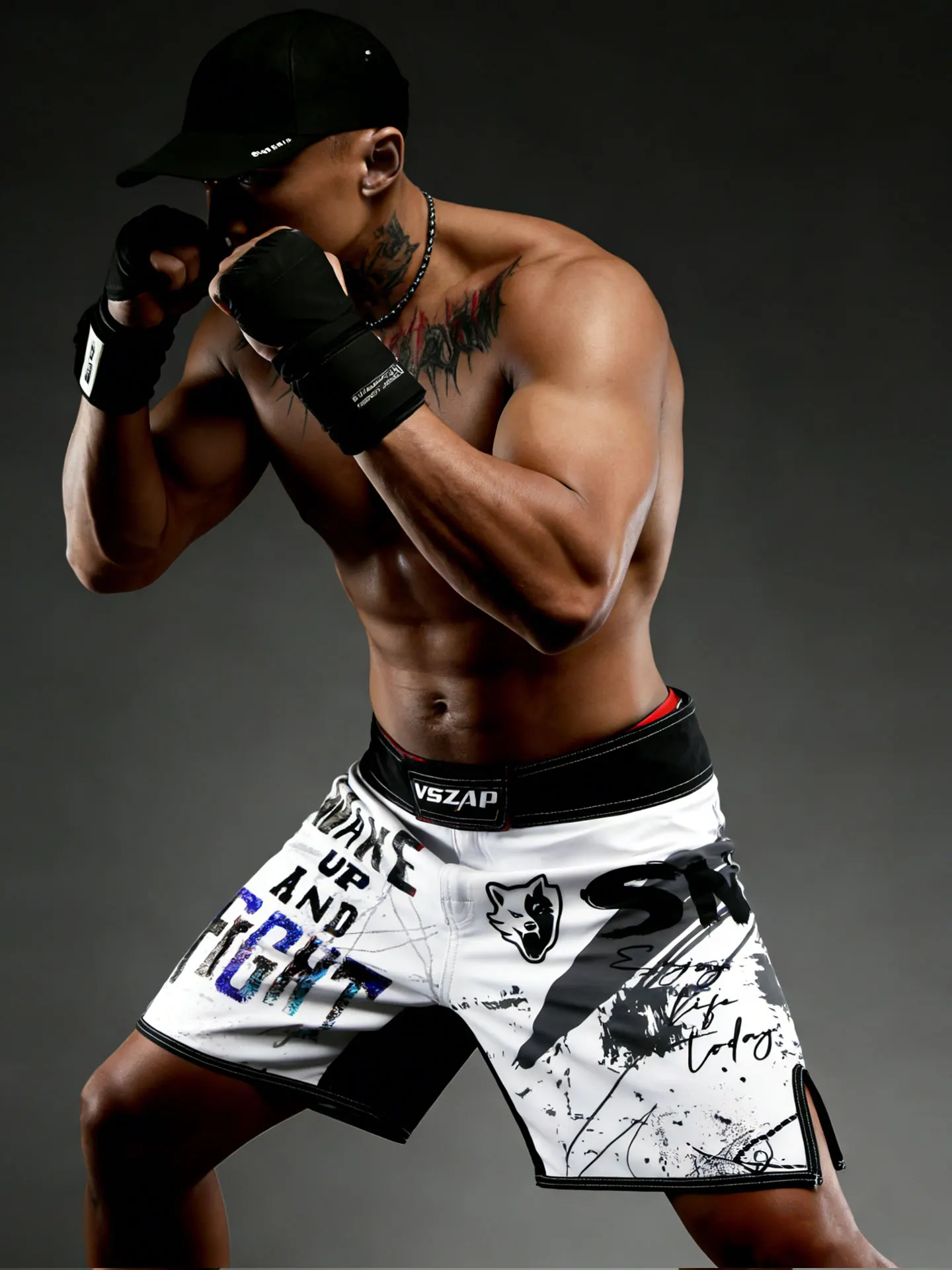 

VSZAP Wolf Head Bla White Sport orts Casual Gym Training Pants Qui Dry Wear Resistant Men's Faion ort Pants