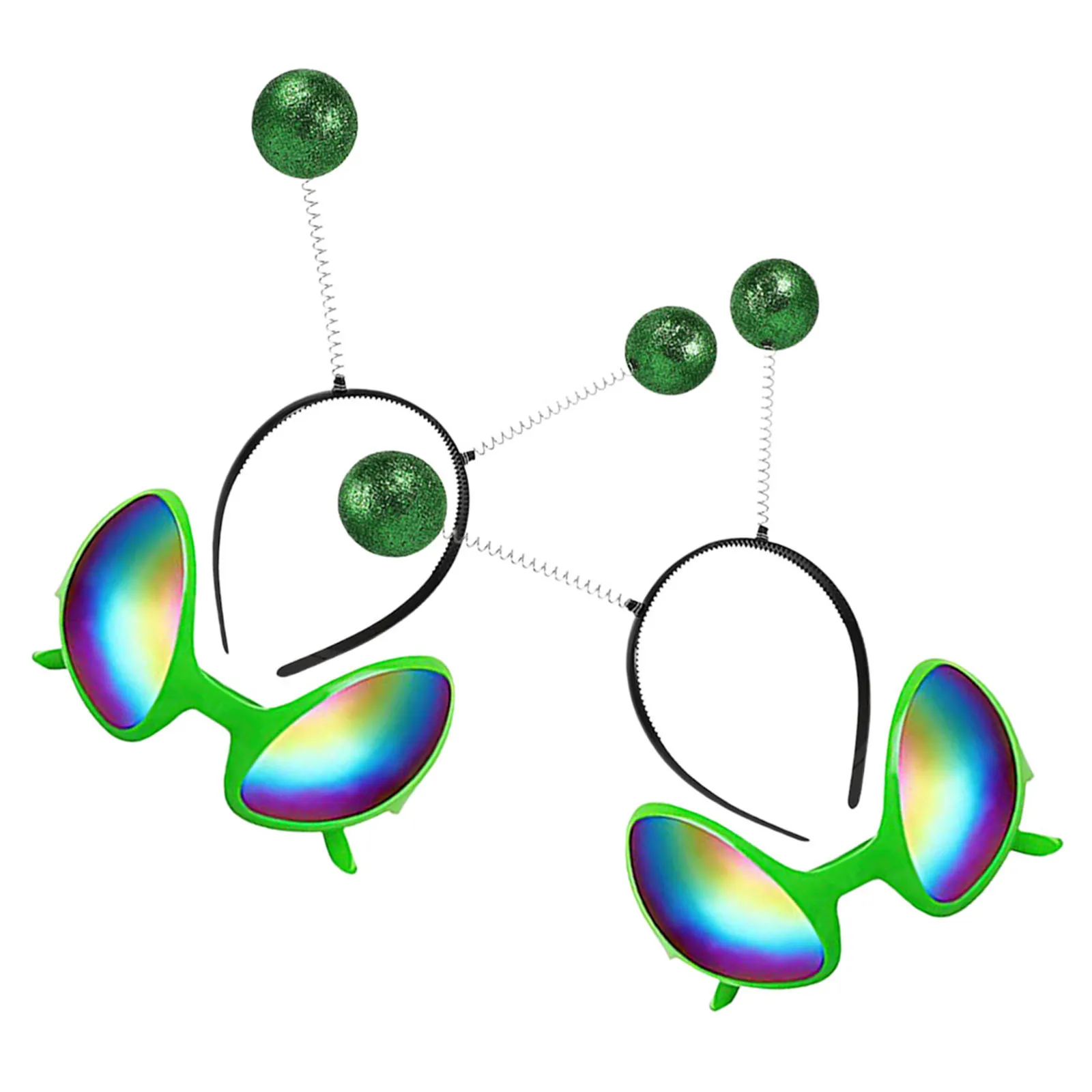 

2 set Alien Headband Glasses Set Rainbow Lens Costume Accessory Party Props Adult Cosplay Sunglasses Headbands