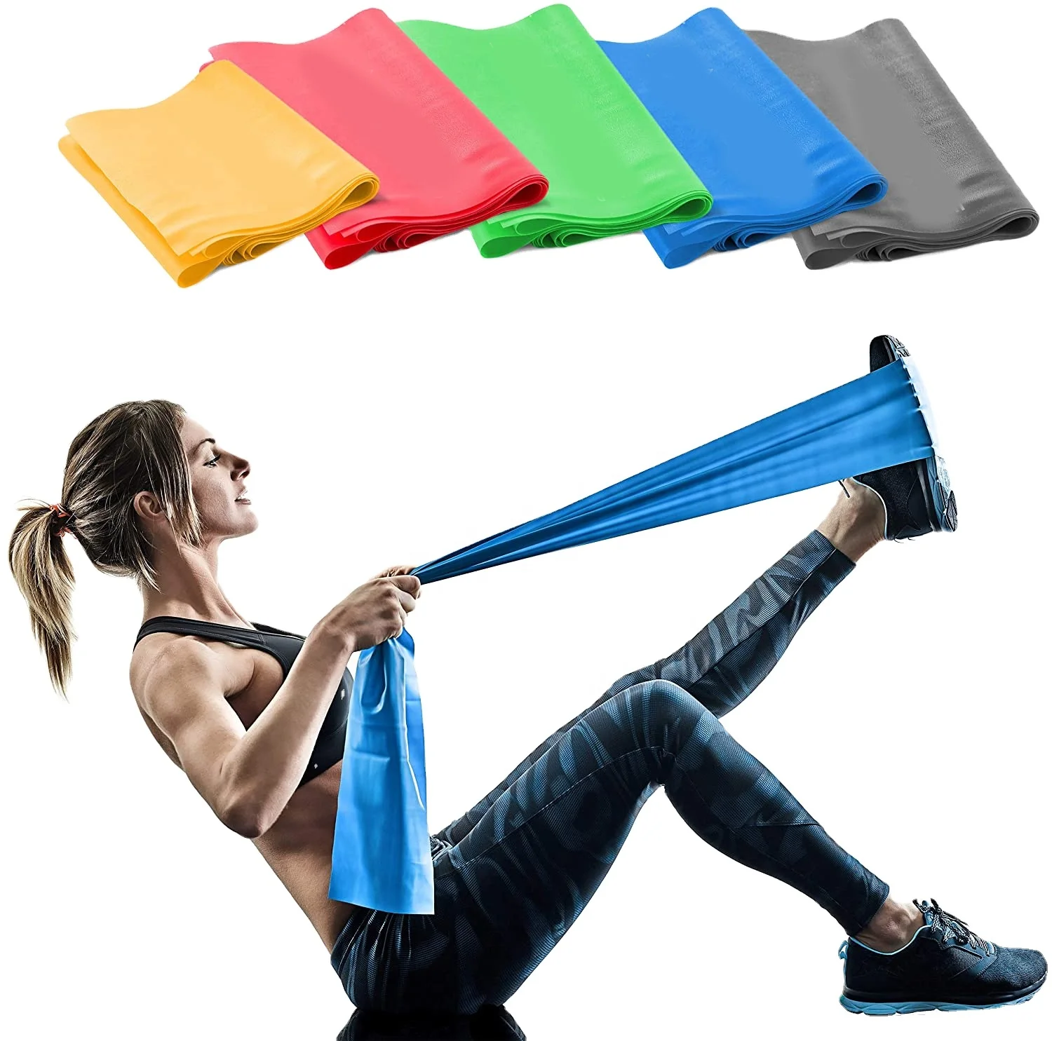 Fitness Latex Resistance Band Yoga Band  Set 50m Roll Customization