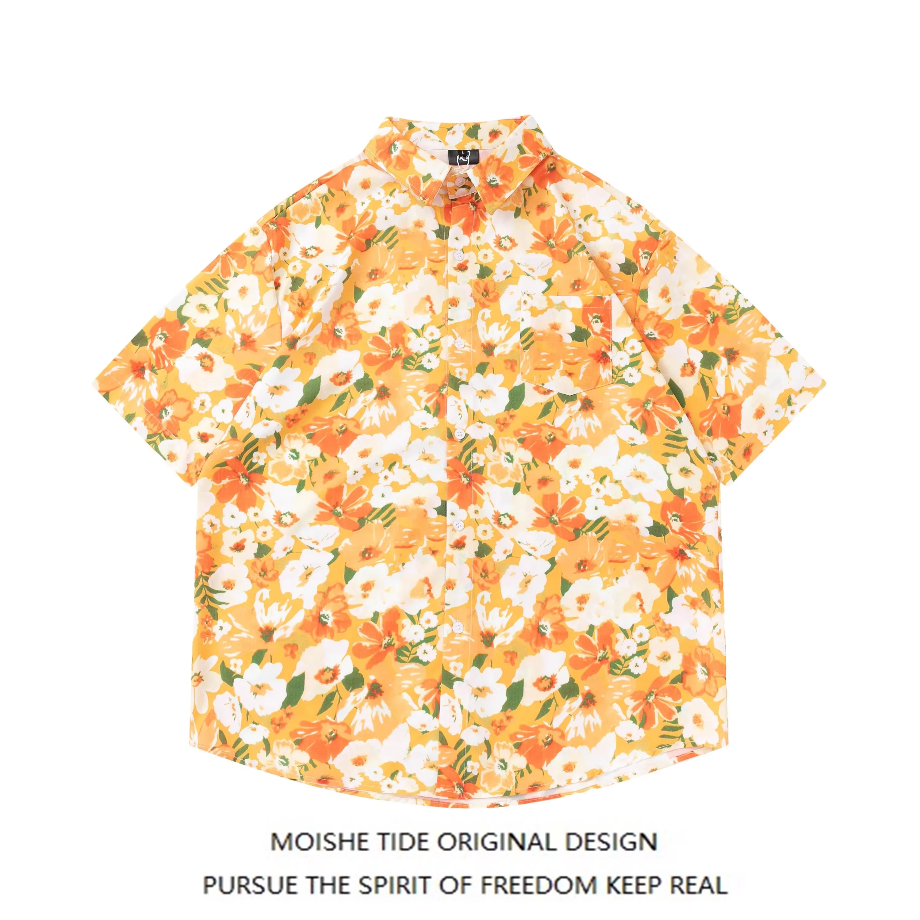 Large Size 300 Pounds Vintage Baroque Flower Men's Short Sleeve Hawaii Beach Ice Silk Shirt Cool Feeling Lightweight Summer M...
