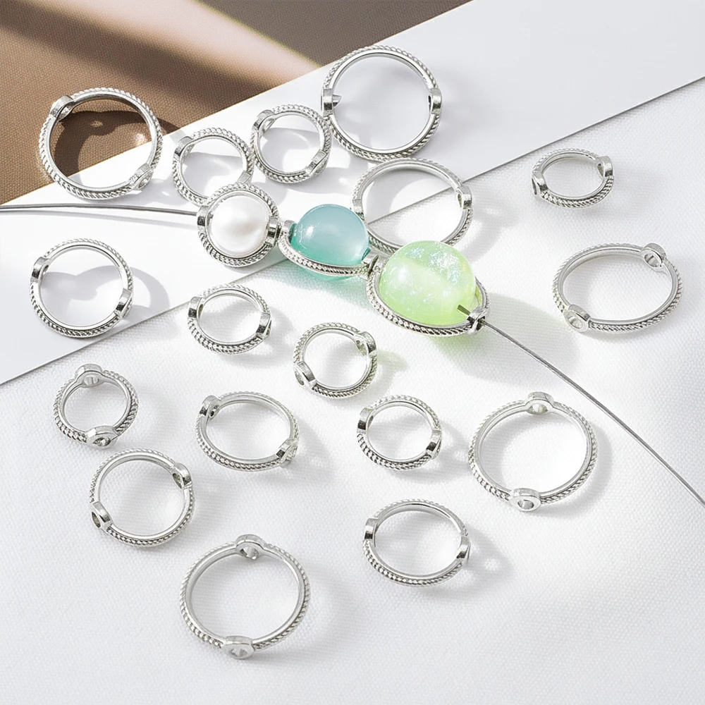 

30Pcs Round Wrapped Bead Double Hole Ring Spacer Beads Cap for Jewelry Making DIY Bracelet Necklace Accessories 6/8/10mm Inside