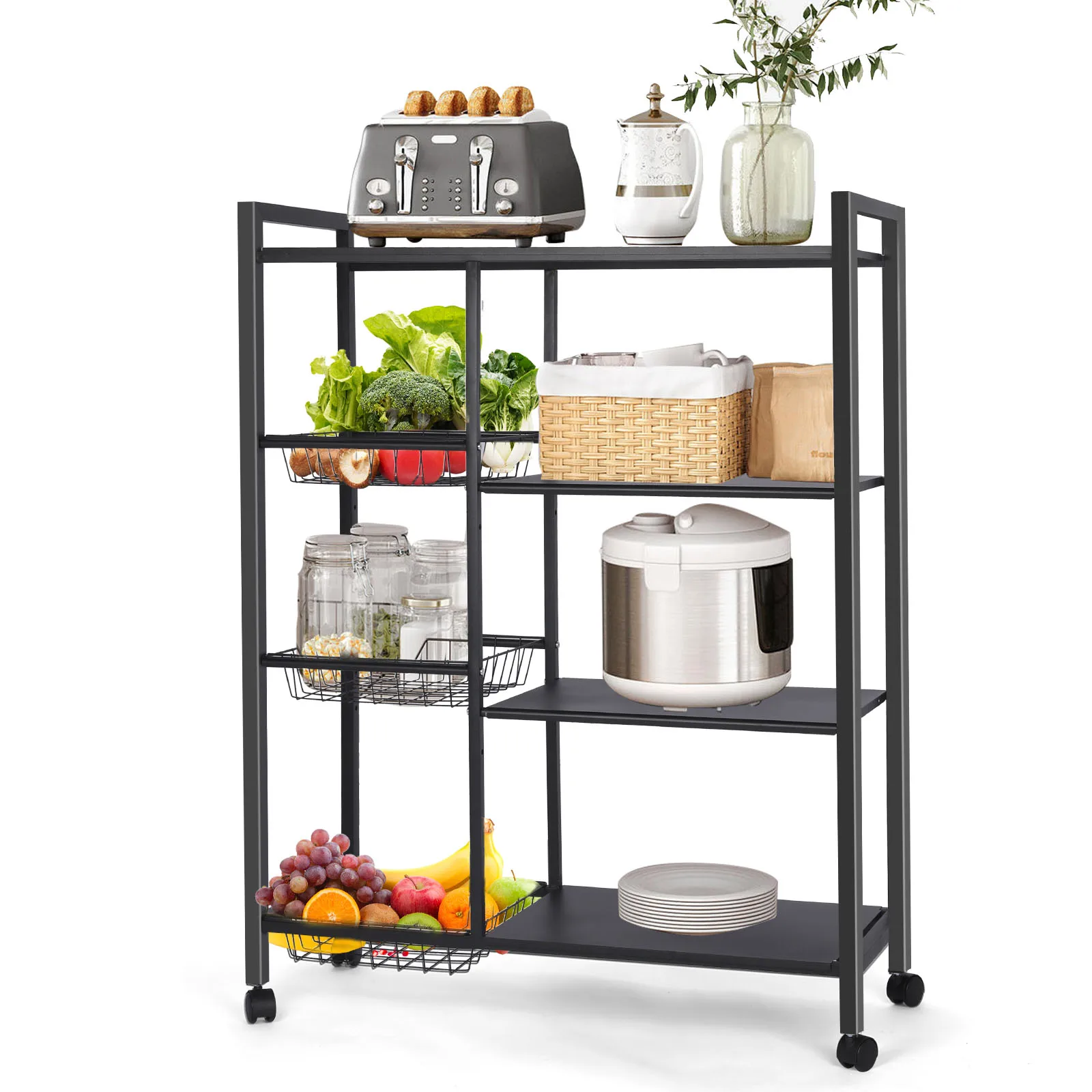 Fruit trolley shelf microwave shelf stand multifunctiona l storage multifunctional, rack oven pot Pan METAL