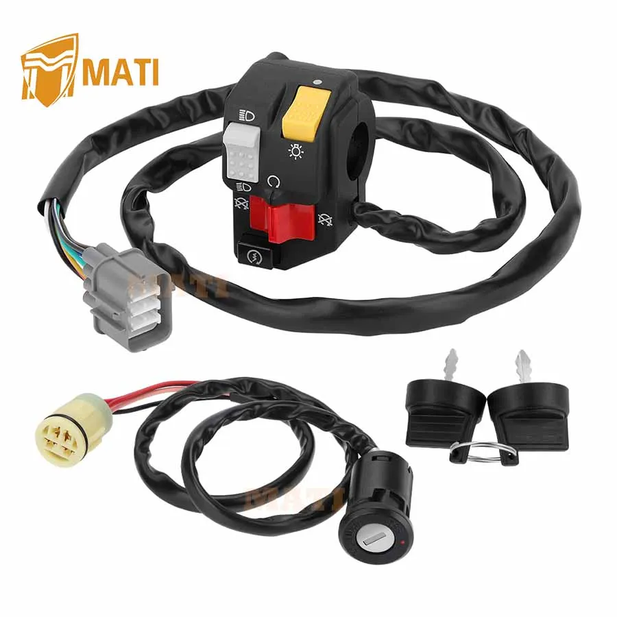 M MATI Handlebar & Key Switch Kit for Honda Rancher 350 TRX350TM TRX350FM 2000-2005 Manual Shift 35100-HN5-670 35020-HN5-670