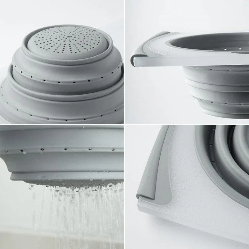 

ABAH-Доска для разделения фруктов и овощей — многофункциональная разделочная доска для кухонной мойки с расширяемой конструкцией из полипропилена и TPR и основанием для слива