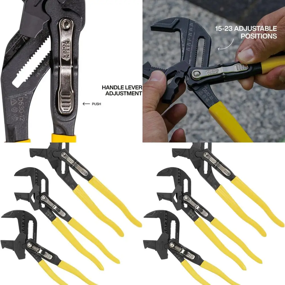 

3-Piece High-Leverage Pliers Set with Adjustable Reversible Jaws, 7-10-12 Lengths