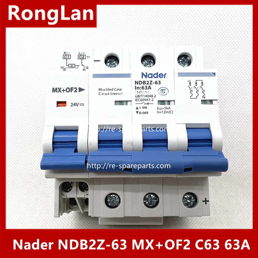 [ZOB] Nader NDB2Z-63 MX+OF2 C63 63A  new authentic letter small DC circuit breaker 3P63A + MX+OF2 air switch