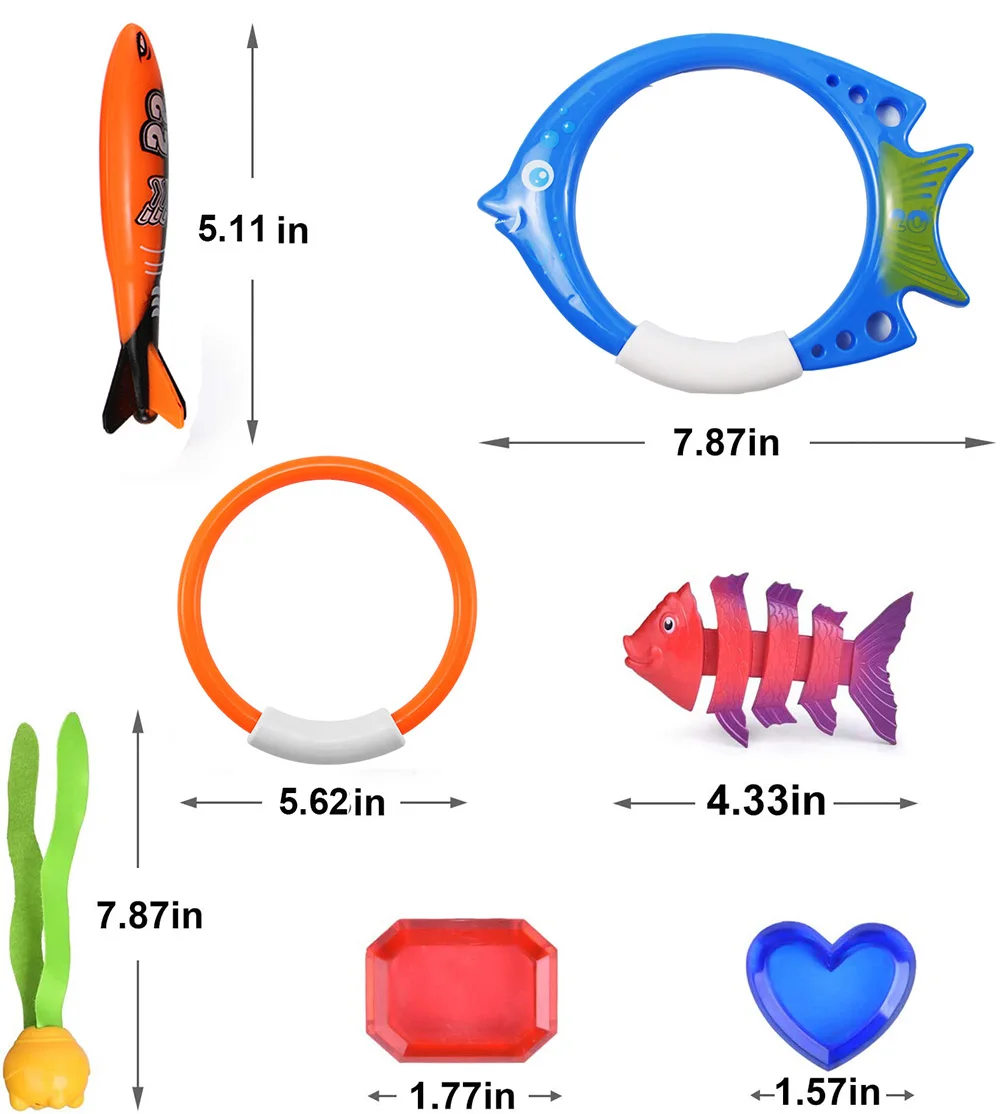 Jouets de plongée d'été Torpedos poulpe anneau de poisson de plongée piscine jeux d'eau formation coffret cadeau jouets pour enfants