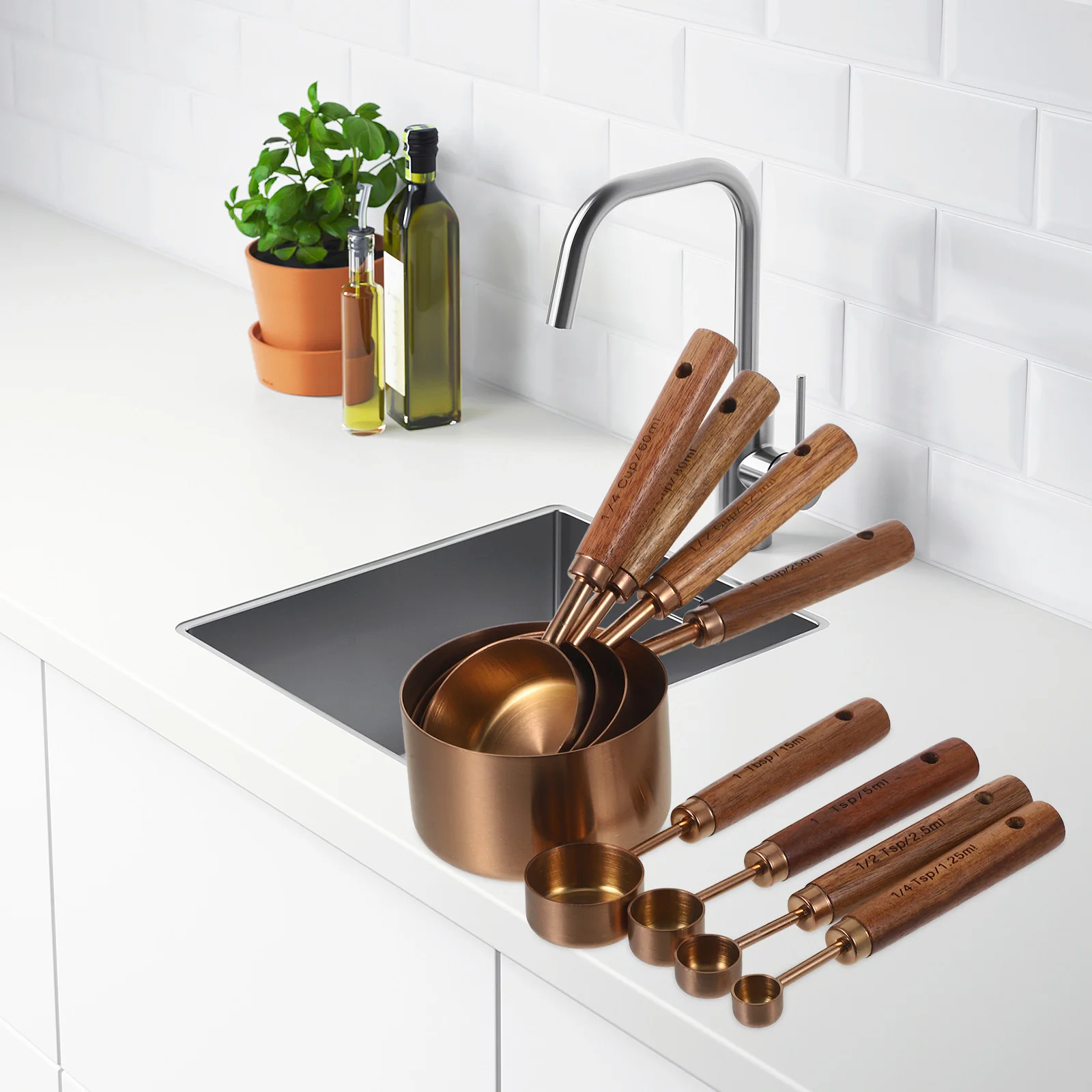 

8Pcs Stainless Steel Measuring Spoons Set Nesting Teaspoon Coffee Scoop Cups for Cooking Baking Kitchen Measuring Utensils