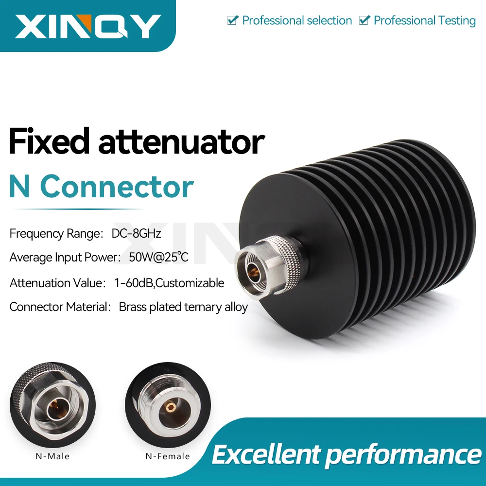 XINQY N-type 50W Attenuator, Coaxial Attenuator, High Power Attenuator, 8GHz RF Attenuator, Fixed Attenuator