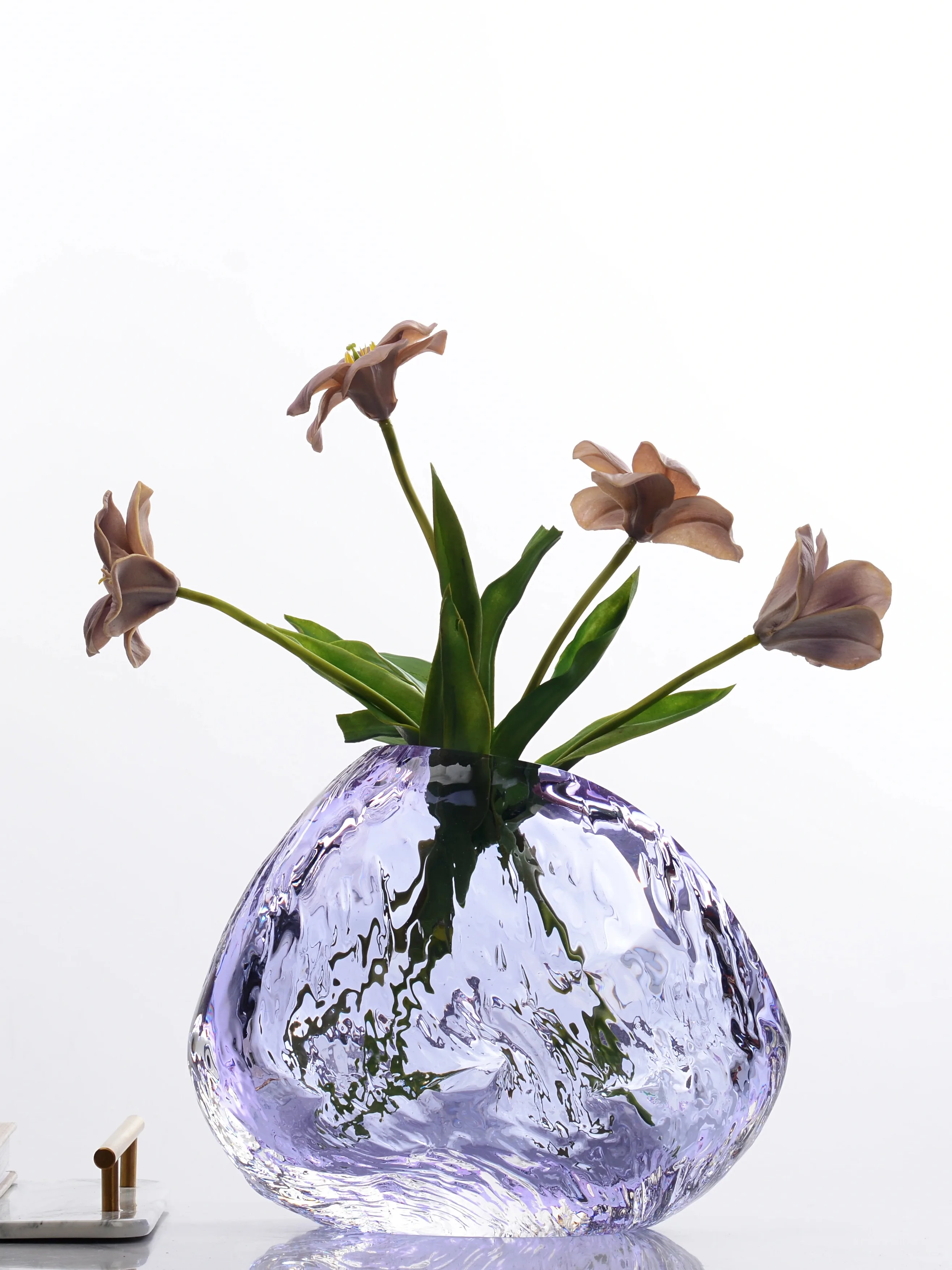 Violet Mountain Stone Light Luxury High-end Glazed Vase Living Room Dining Table Flower Arrangement Decorative Vase