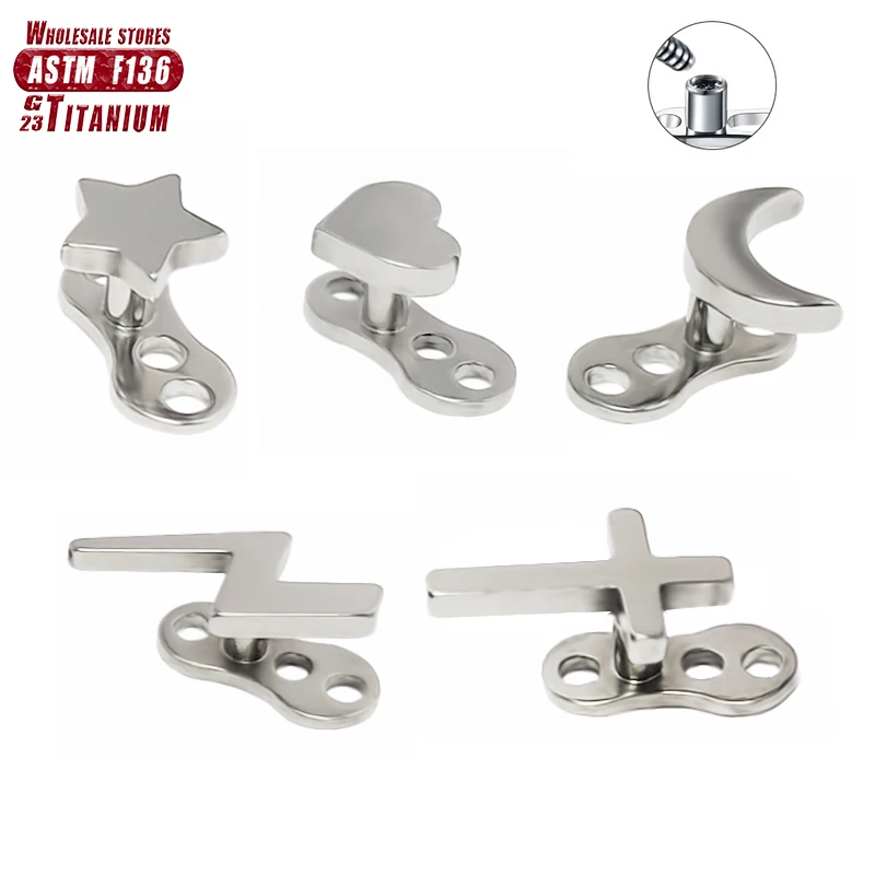 

F136 Titanium Piercing Septum Cross Love Moon Star Hide Microdermal Internally Helix Piercing Cartilage Diver 16G Body Jewelry