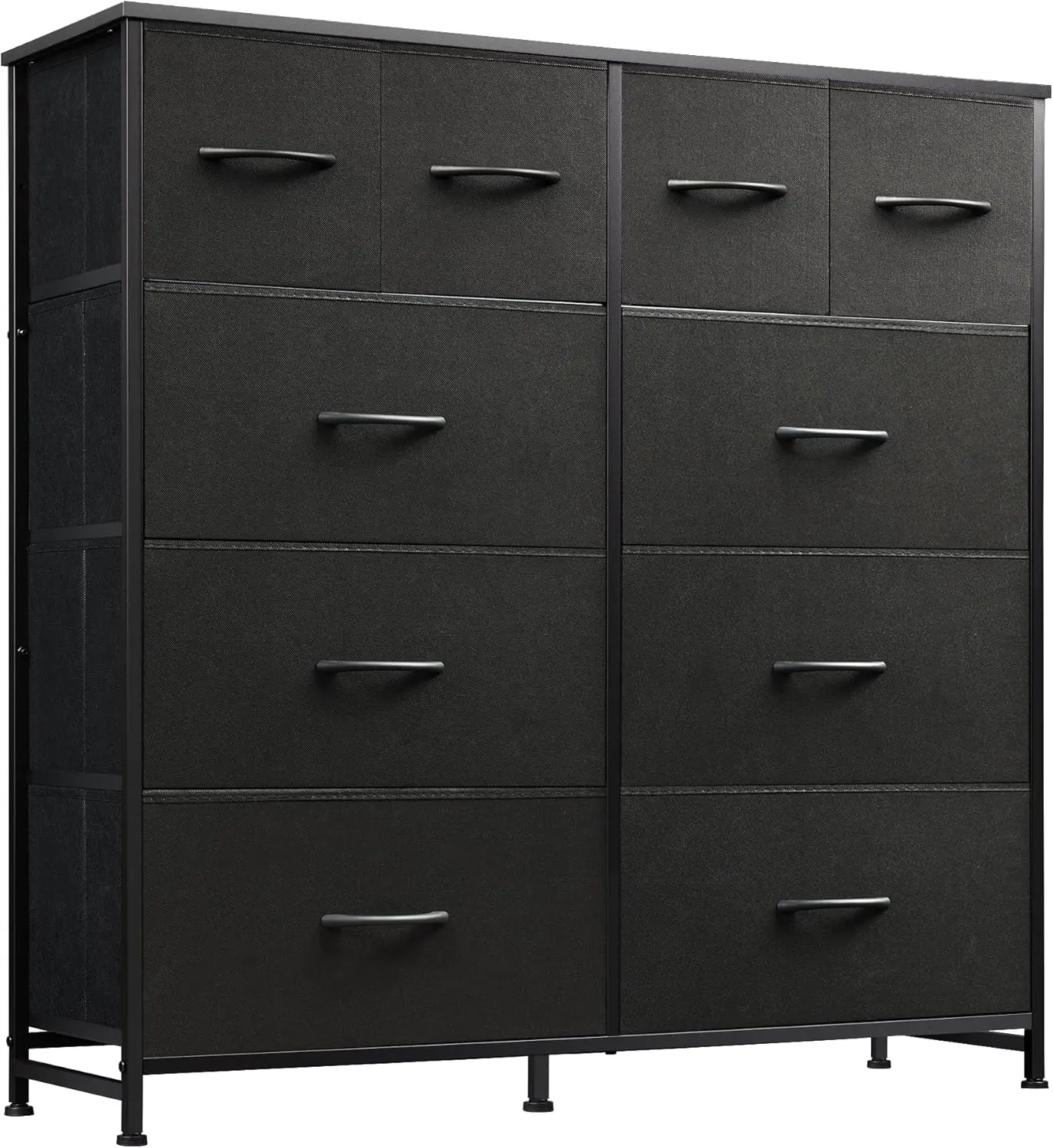 

Dresser for Bedroom with 10 Fabric Drawers Tall Chest Organizer Units for Clothing Closet Storage Tower with Cabinet Metal Frame