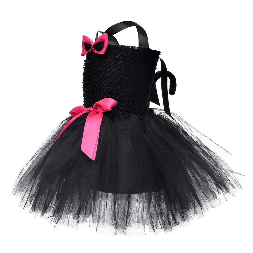 Black Cat Traje Para Meninas Do Bebê Animal Tutu Vestido Crianças Cosplay Pet Festa De Aniversário Crianças Halloween Outfit