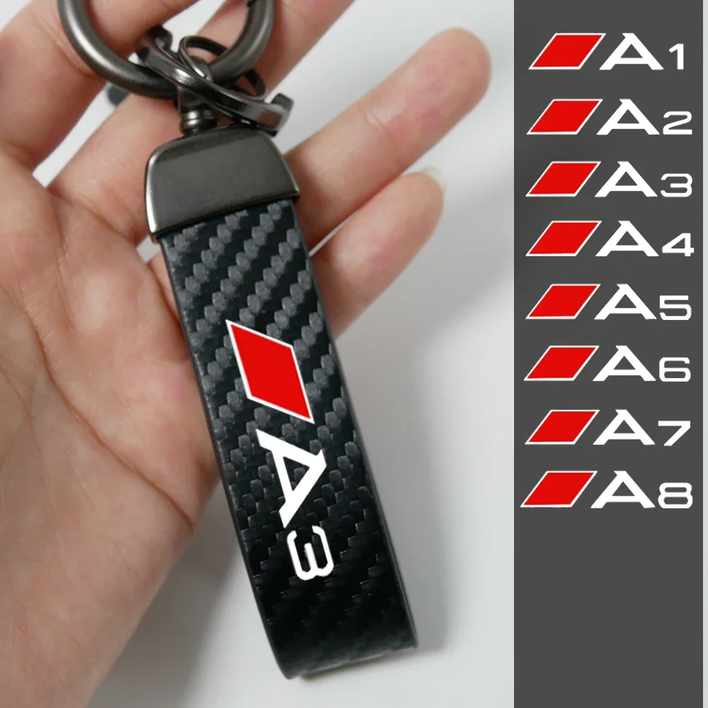 Car Keychain Carbon Fiber Grain Keyring Motorcycle Keychain for Audi A1 A2 A3 A4 A5 A6 A7 A8 Funny Decoration Car Accessories