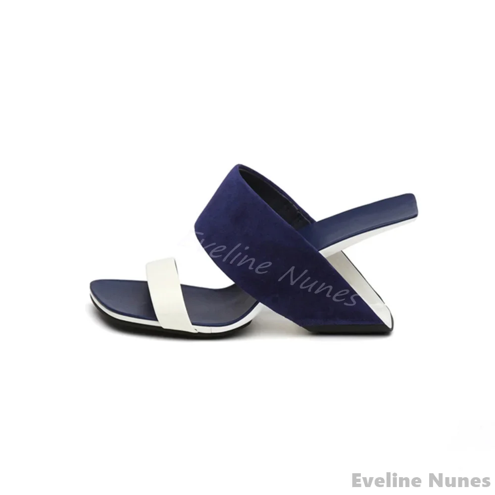 Genuine Leather Round Toe Strange Heels Sandals Women Slip-On Mixed Color New Fashion Design Sexy Party Dress Summer Sandals