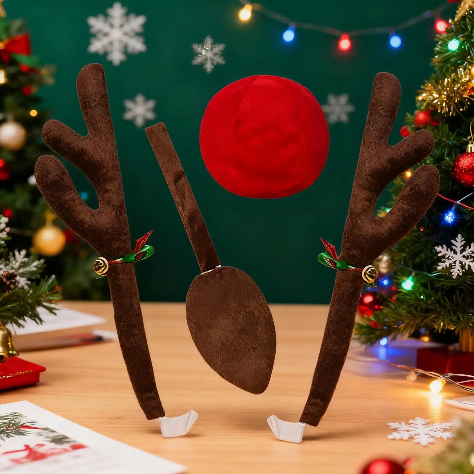 

Christmas Car Decor LED Antler With Nose Christmas Car Exterior Decoration With Tail For Automotive Truck Vehicle SUV Exterior