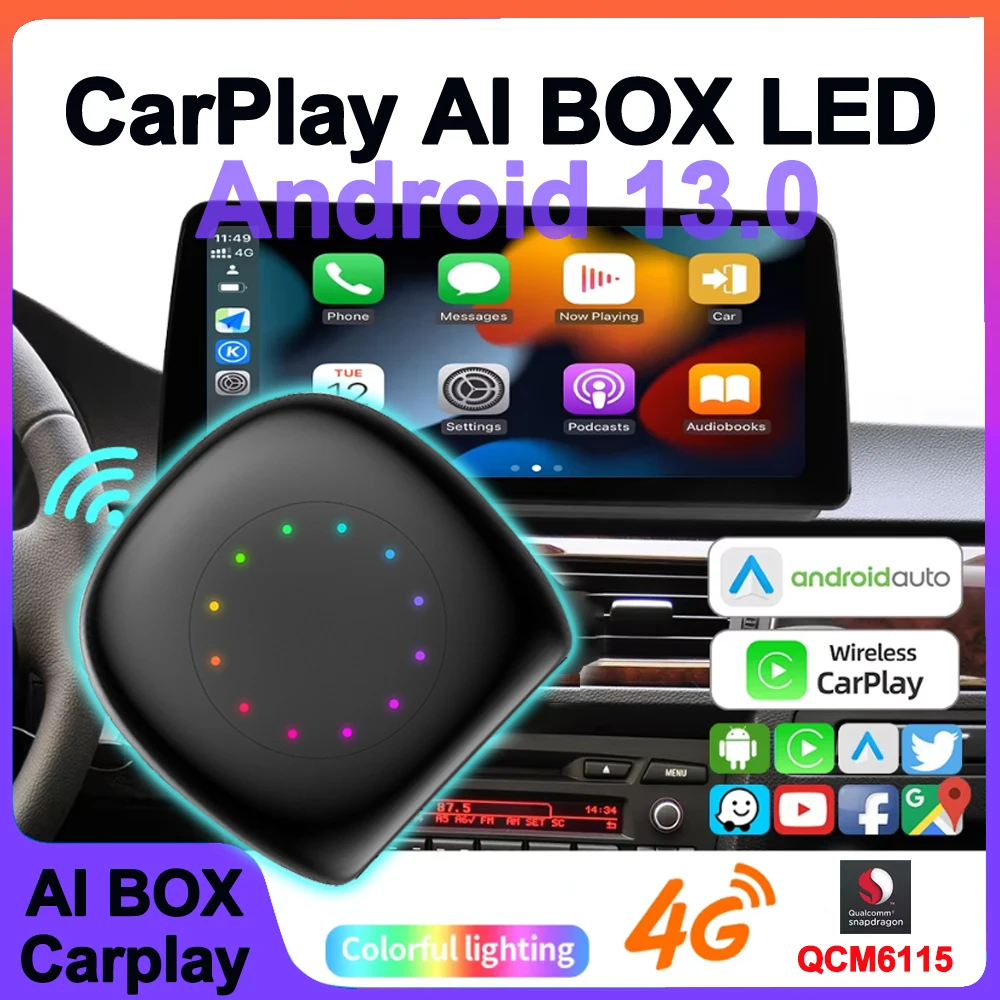

Wireless CarPlay for OEM Wired to Wireless Android Auto AI Box Intelligent System Android 13 For Netflix YouTube Play Store