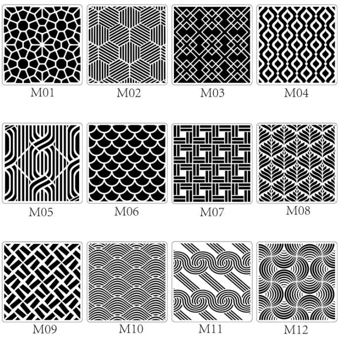 12pcs Mandala Geometric Pattern Stencil DIY Layering Wall Scrapbook Coloring Embossing Album Decora Paper Card Painting Template