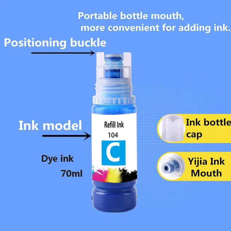 104 حبر متوافق مع زجاجة حبر Epson 104 للطابعة Epson ET-2710 2711 2712 2714 2715 2720 2721 4700 2726 3700 3750 4750 #5