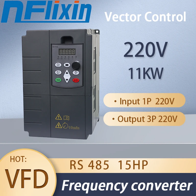 NEW VFD Inverter 11KW Single phase input 220V, three-phase output 220V Variable Frequency Drive VFD Motor Converter Inverter