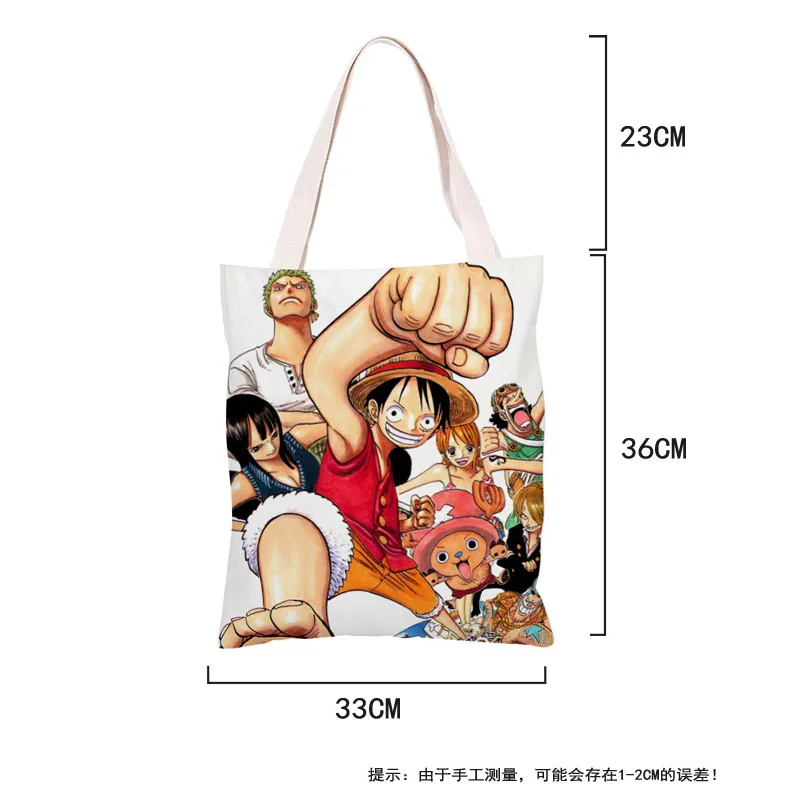 One Piece Luffy Canvas Tote Bag for Women Men Cute Shopping Grocery Reusable Shoulder Bag School Handbags Girl Christmas Gift