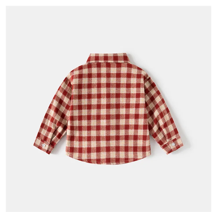 Frühling Herbst Kinder Plaid Langarm-shirt Koreanischen Stil Jungen Mädchen Lose Übergroßen Top Licht Oberbekleidung Casual Kinder Bluse – Detail 7