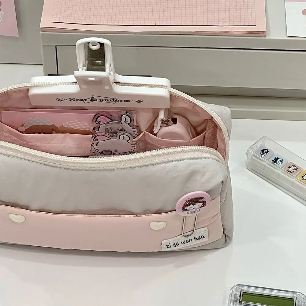 New Pastel Color Pencil Case Large Capacity Minimalist Pen Bag Handheld Stationery Pouch Back To School