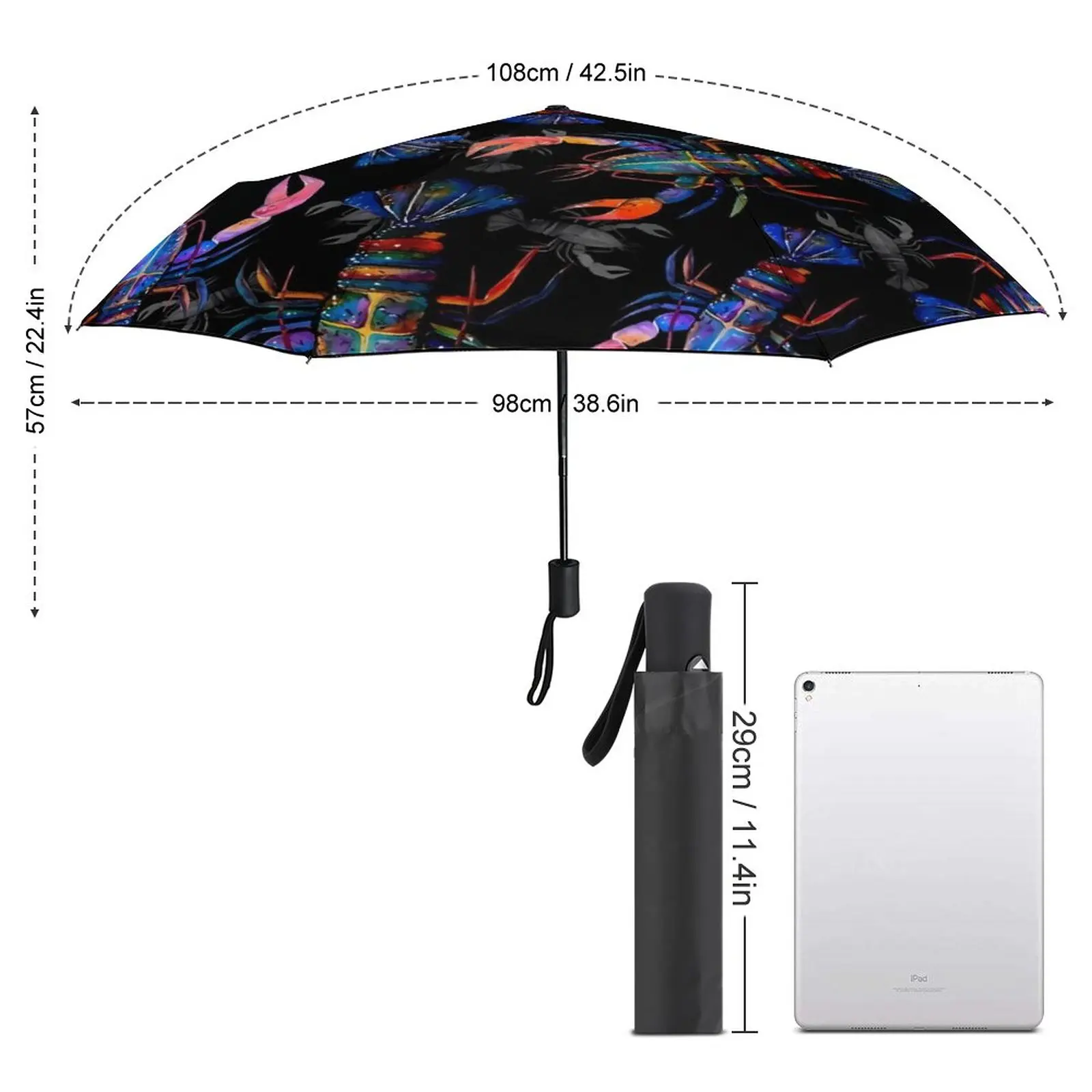 Lobsters Umbrella Colorful Animal Waterproof Summer Umbrella Unique Automatic Painting Folding Umbrella