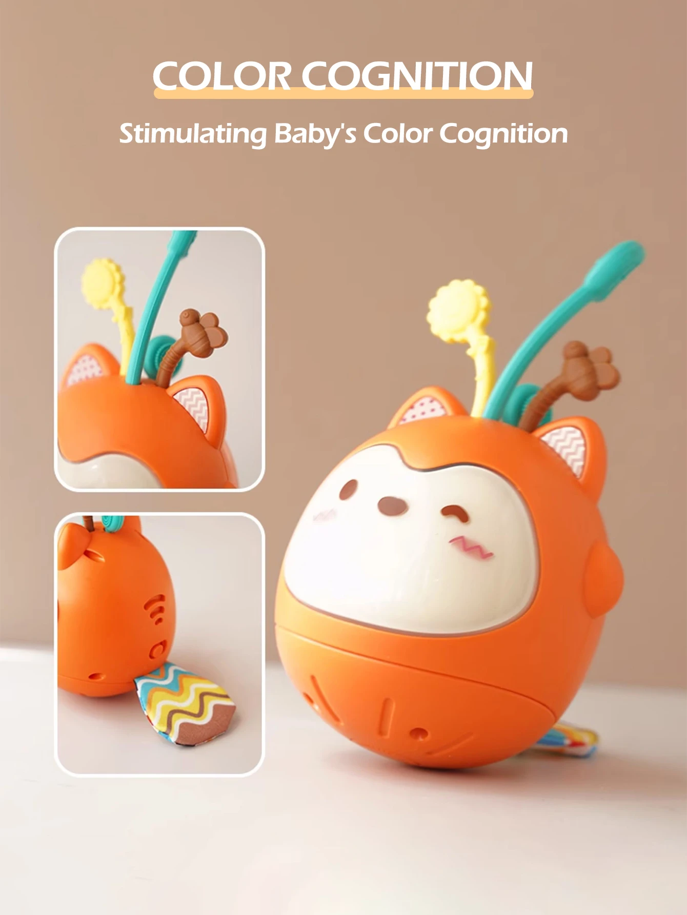 1pc little fox bumbler baby to learn crawling and head up training baby teether toy with sound light Christmas gift