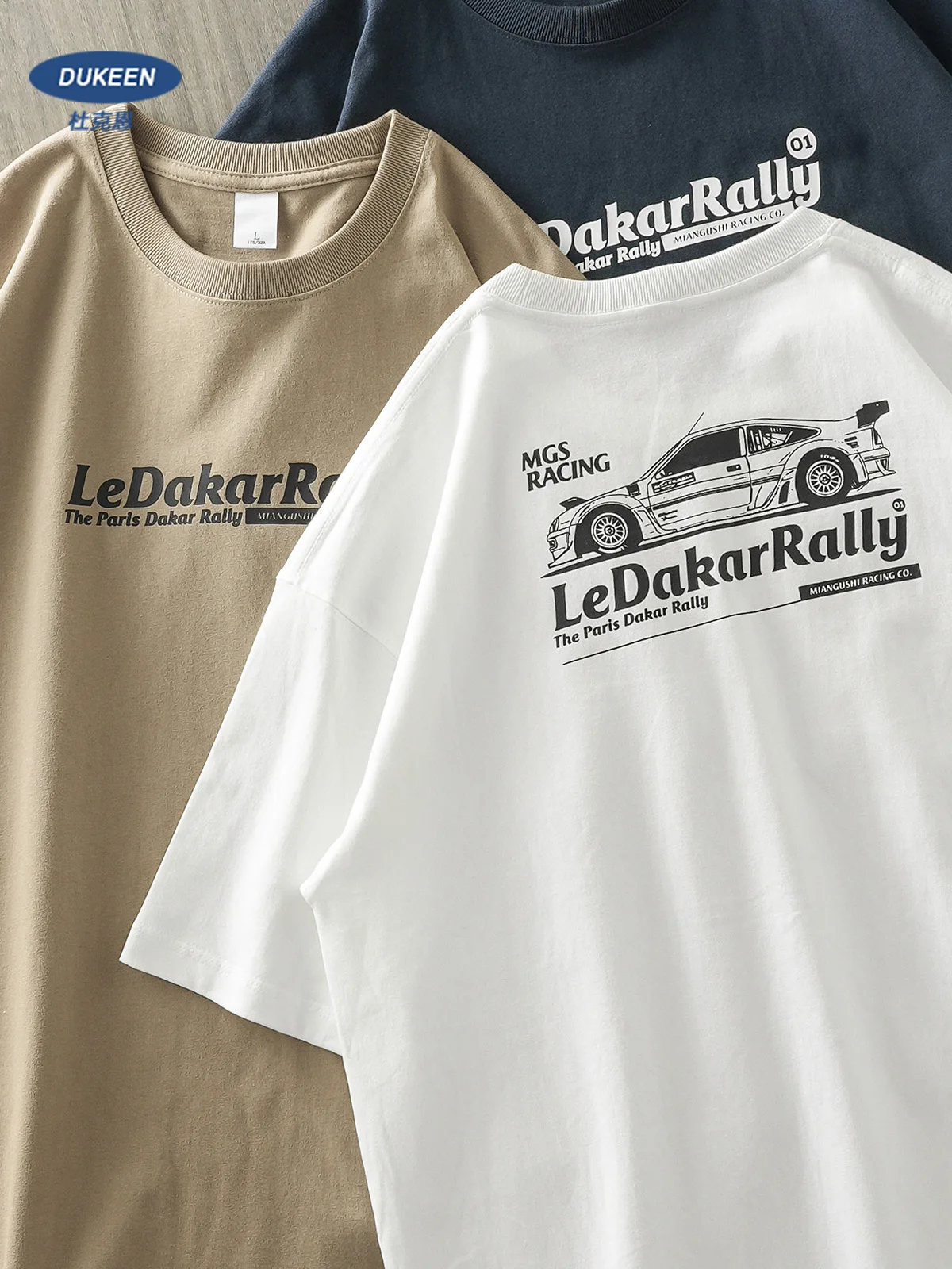 

DUKEEN 100% Cotton Men Graphic T-Shirts Summer Vintage F1 Car Printed T-Shirts Oversized Men's Clothing 11.02oz Heavyweight