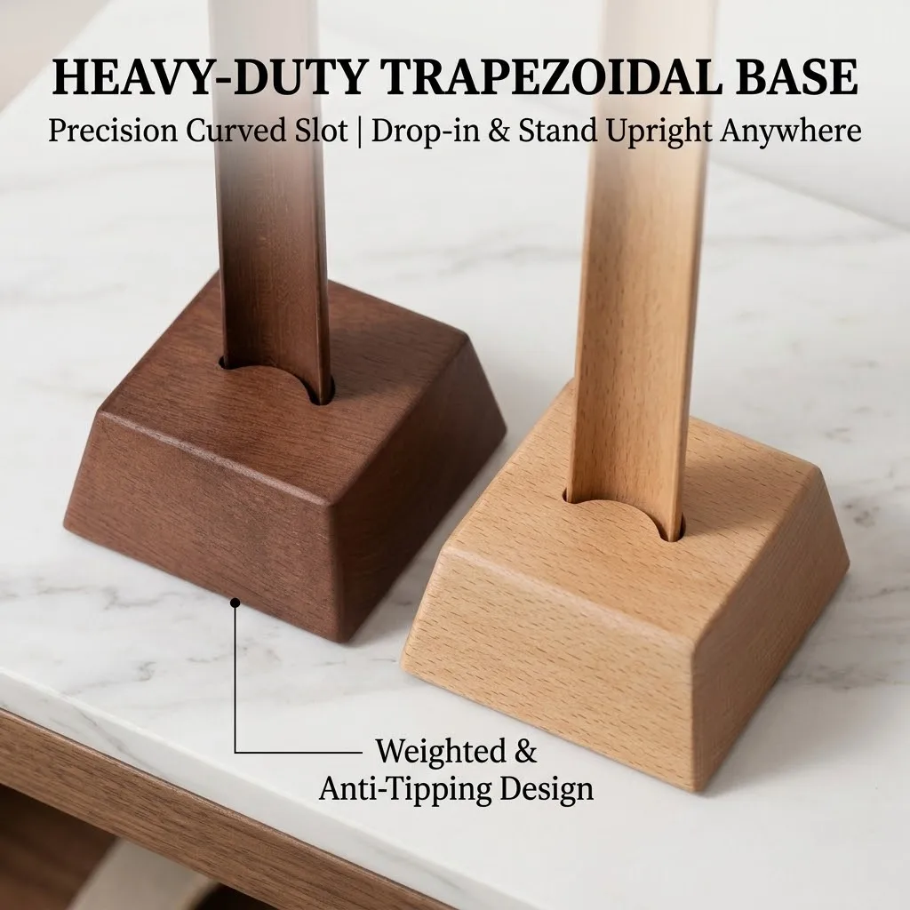 75cm Beech Wood Long Shoe Horn with Solid Wood Base,No Bend Shoe Helper, Movable Hallway Shoe Puller for Seniors & Pregnant