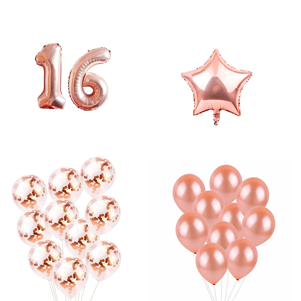 

24 Pcs Birthday Balloons 32 Aluminum Film Digital 12 Inch Latex Sequins 18 Inch Star Decorative Supplies Happy Party Kids