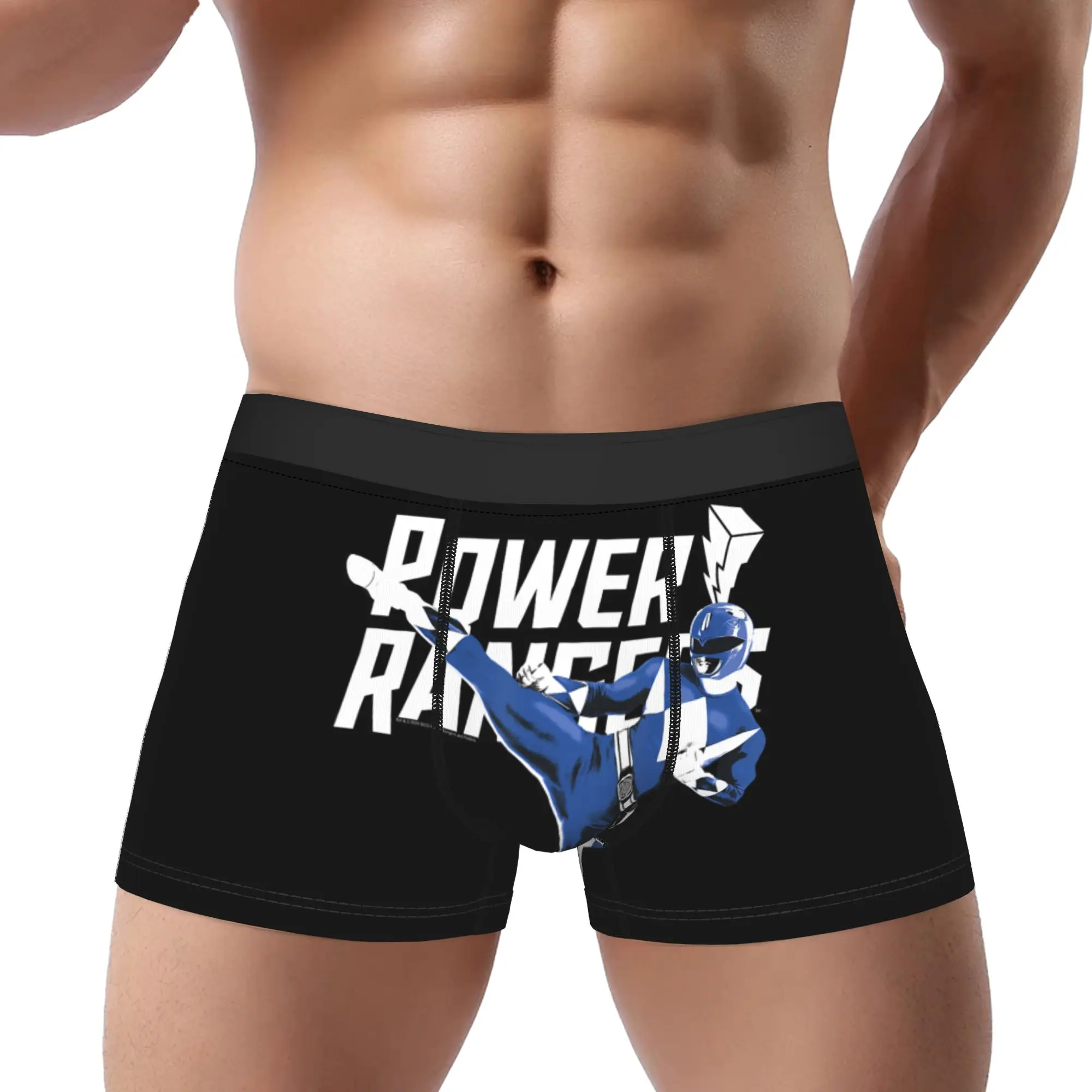 Power Rangers Blue Ranger Karate Action Pose Logo boxers  Underpants Homme Panties Men's Underwear Shorts Boxer Briefs