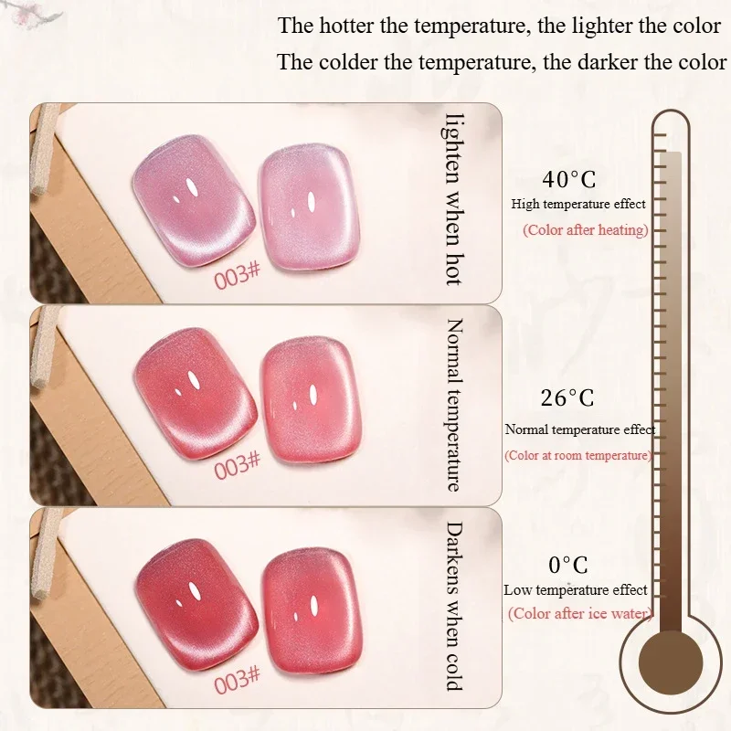 15 ml Thermal Cat Eye Nagelgelpoliermittel Lila Nude Glitzer Funkelnde Temperatur Farbwechsel Semi Permanent Nail Art Gel Lack