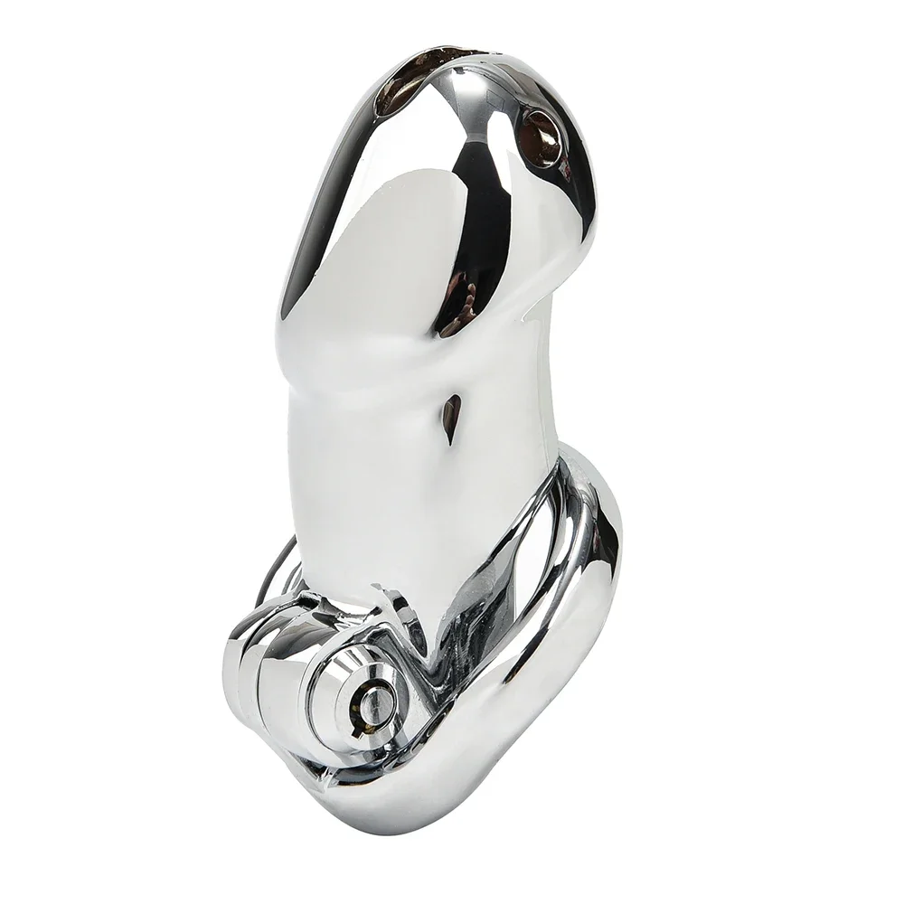 Stainless Steel Click&Lock Male Chastity Device Cock Cage Bondage Sex Toys for Men Penis Lock Adult Game