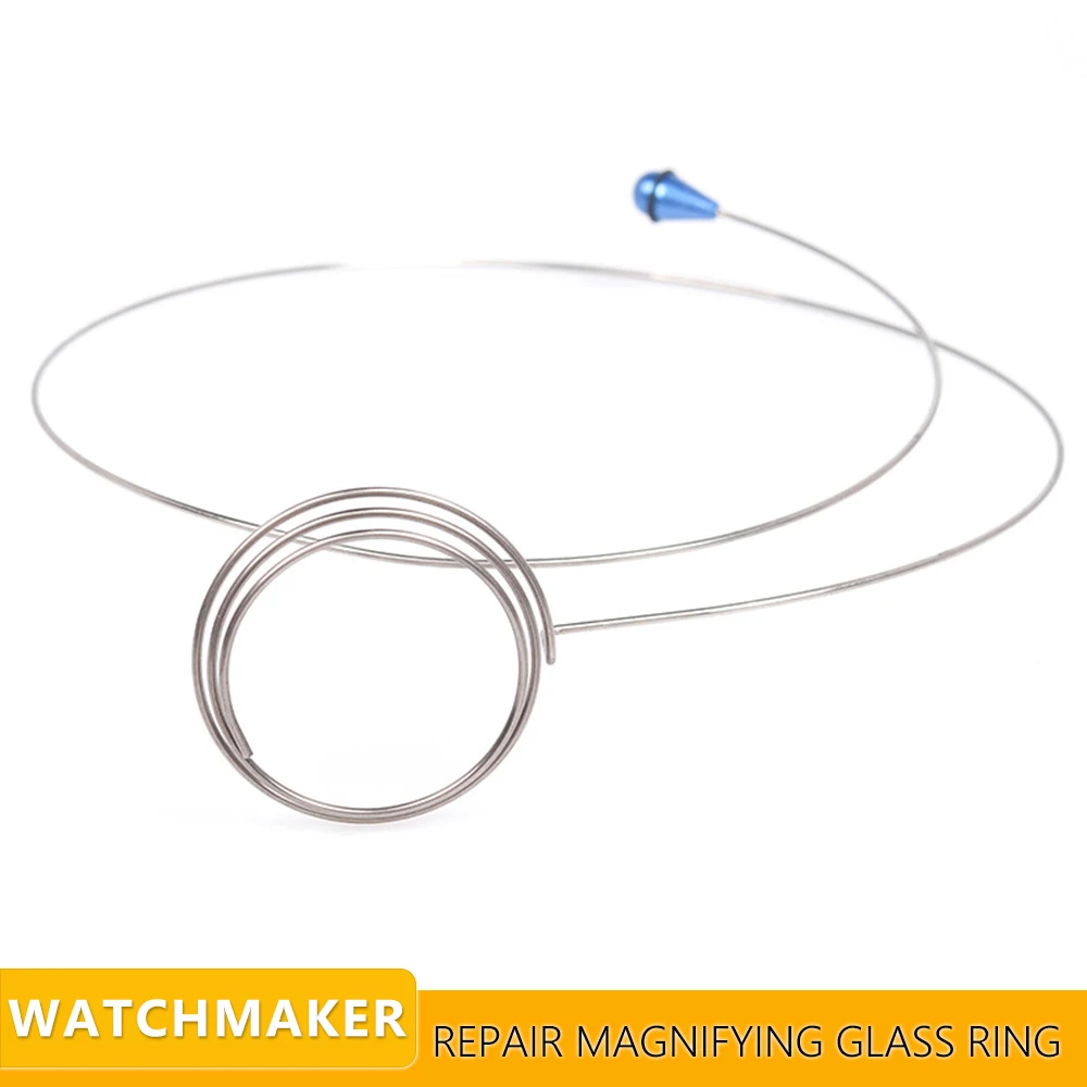 丸型ワイヤールーペ眼鏡ホルダー、時計バンドヘッド、時計職人修理ツール、シルバー、1個