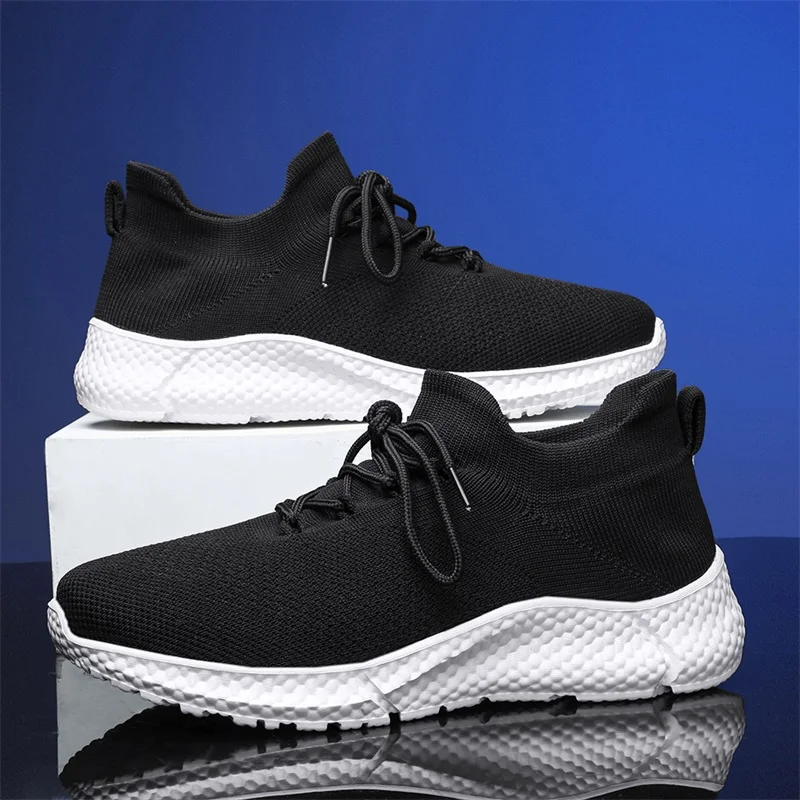 Men Sneakers Low Top Casual Shoes Outdoor Lightweight Breathable Training Shoes Lace Up Summer Mesh Sock Shoes Plus Size 39-45