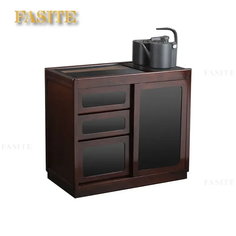 For New Chinese Solid Wood Tea Cabinet With Drawers Kettle Integrated Storage Household Living Room Furniture