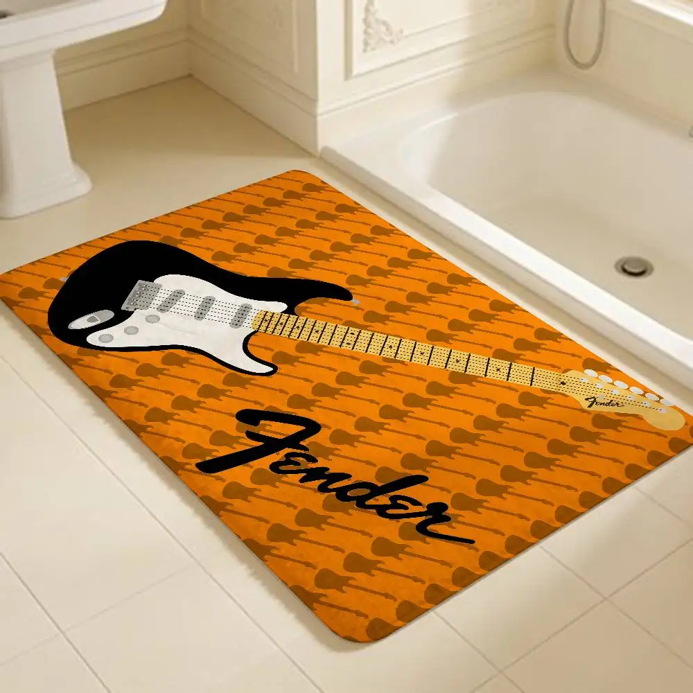 Fender Guitar Hallway Carpet Washable Non-Slip Living Room Sofa Chairs Area Mat Kitchen Doormat Area Rug