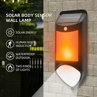 Home Energy-saving Outdoor Solar Charging Human Body Induction Light Courtyard Light Control LED Flame Special Effect Wall Lamp