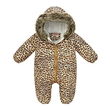 Winter Warm Baby Rompers Toddler Girl Overall Jumpsuit Hooded Zipper Fur Collar Baby Boys Romper Kids Clothes Girl Romper