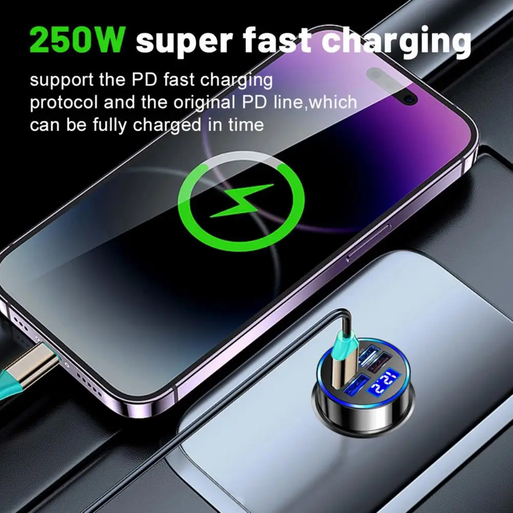 Автомобильное зарядное устройство для нескольких устройств, устойчивое к высоким температурам автомобильное зарядное устройство, адаптер с несколькими портами для быстрой и эффективной работы в дороге