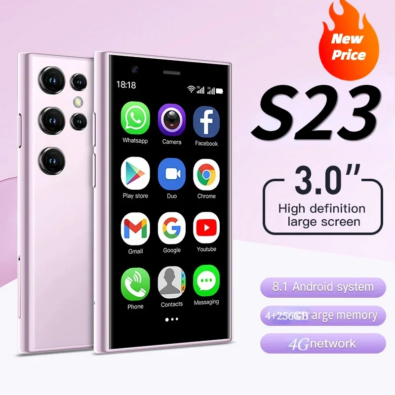 New Brand S23 Mini Smartphone Android8.1 4+256GB Dual SIM 3.0 Inch HD 1000mAh WIFI Bluetooth 4G 5G S24 Smartphone 2025 