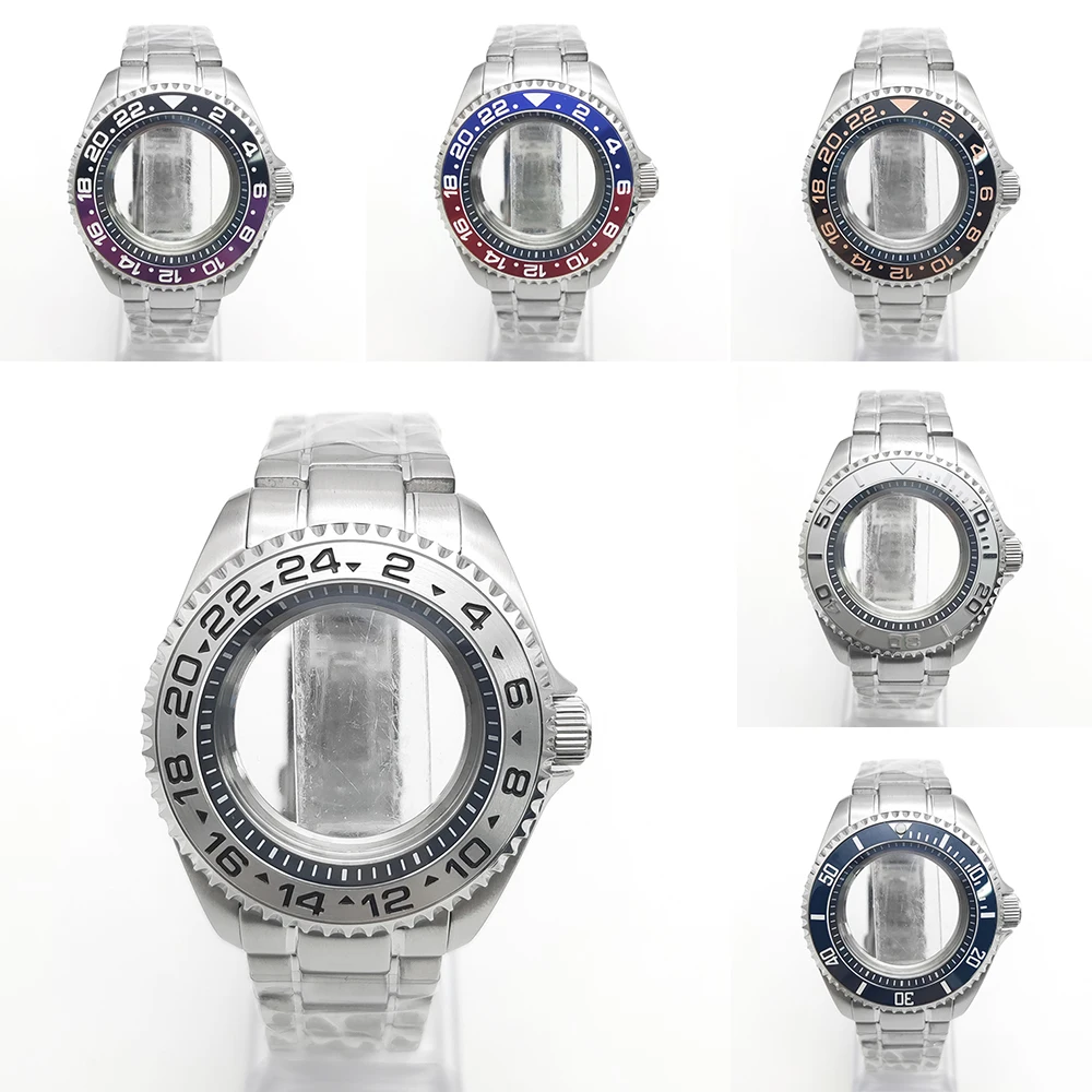 

Silver 42mm Watch Case Accessories Double Sapphire Glass For NH35 NH36 4R Movement Stainless Steel Oyster Bracelet