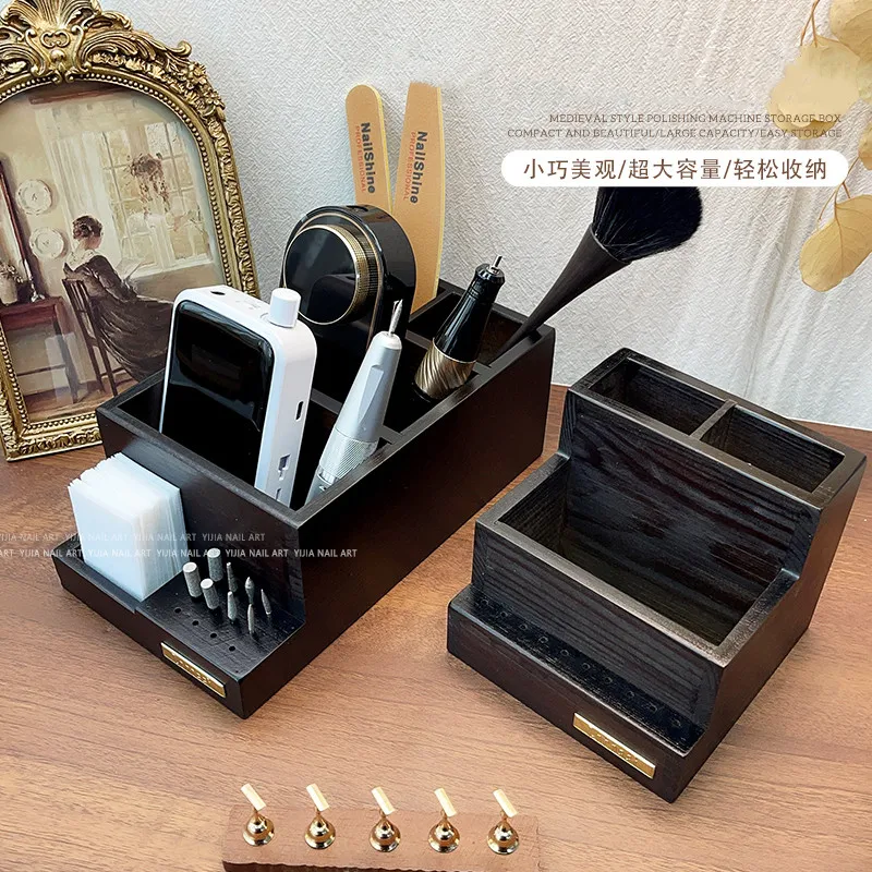 ไม้เล็บเจาะเครื่อง Bits ผู้ถือเล็บเจล Polish Remover ทําความสะอาดผ้าฝ้ายจัดเก็บเล็บเครื่องมือคอนเทนเนอร์