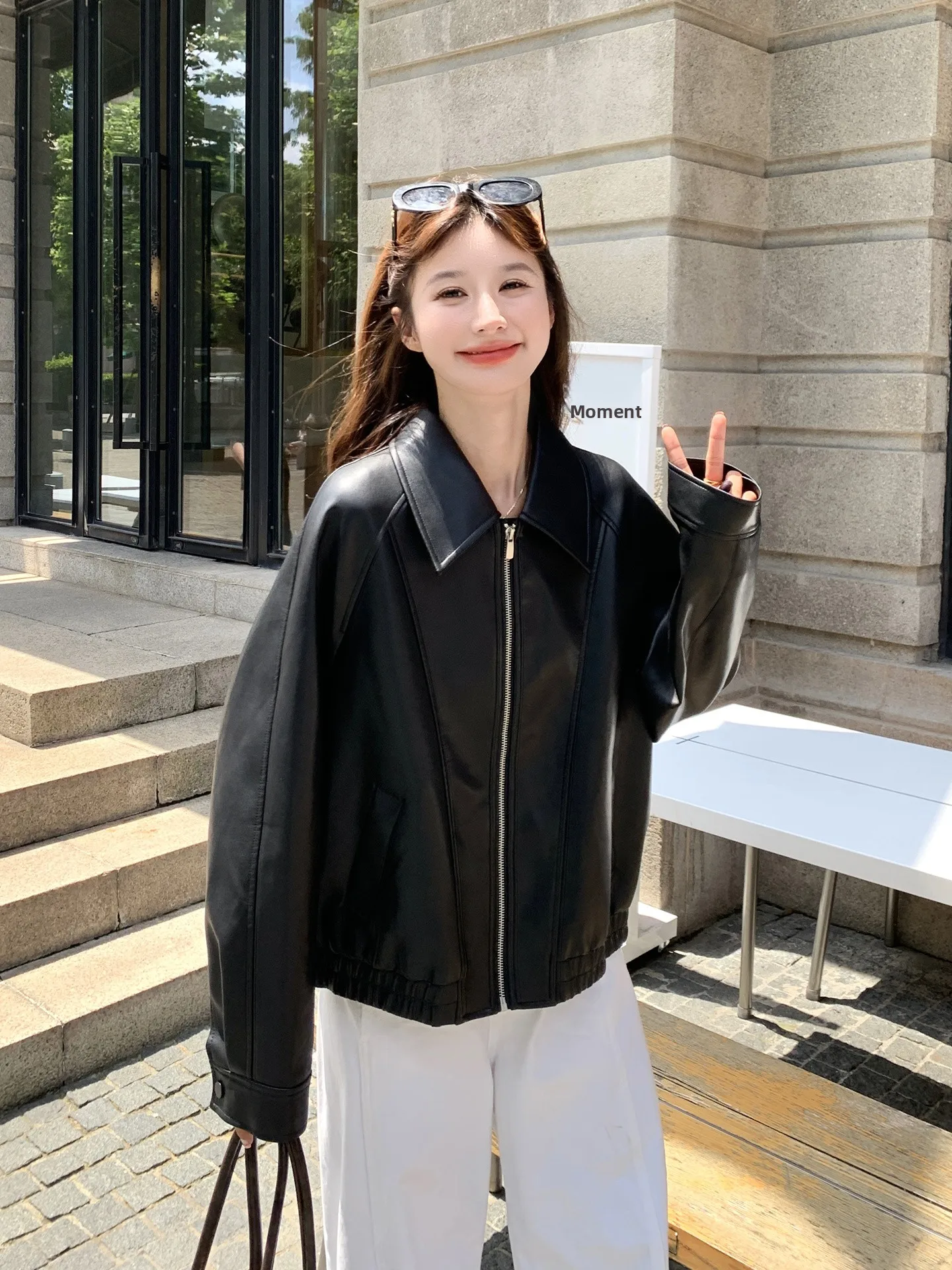 Bla Leather Biker Jaet Donna Sle Dimagrante Personali Americano Casual Cappotto ort Autunno Nuovo arrivo Taglia piccola